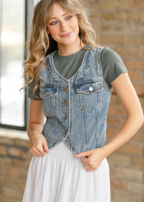 Medium Wash Denim Vest - FINAL SALE