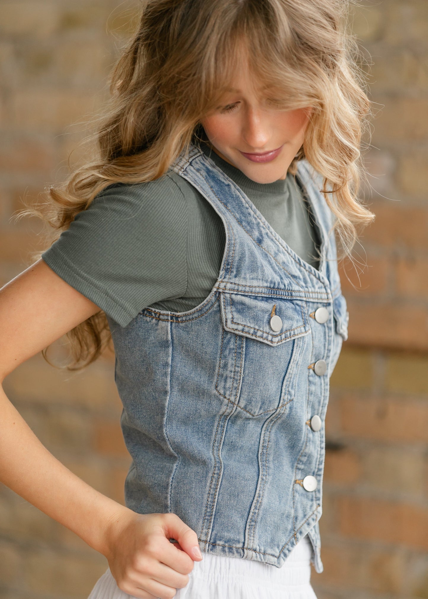 Medium Wash Denim Vest - FINAL SALE