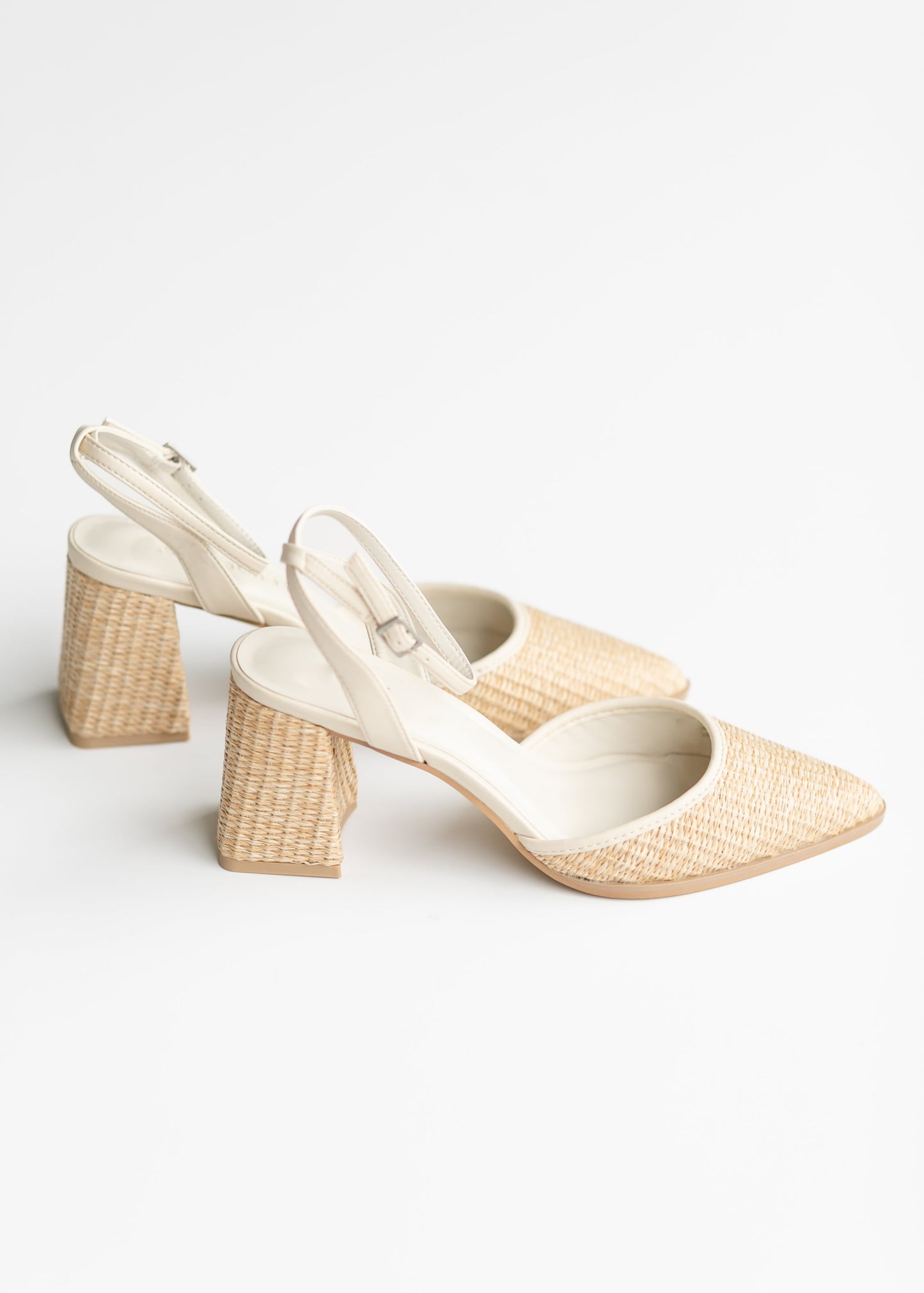 Natural Pointed Toe Ankle Strap Heel - FINAL SALE