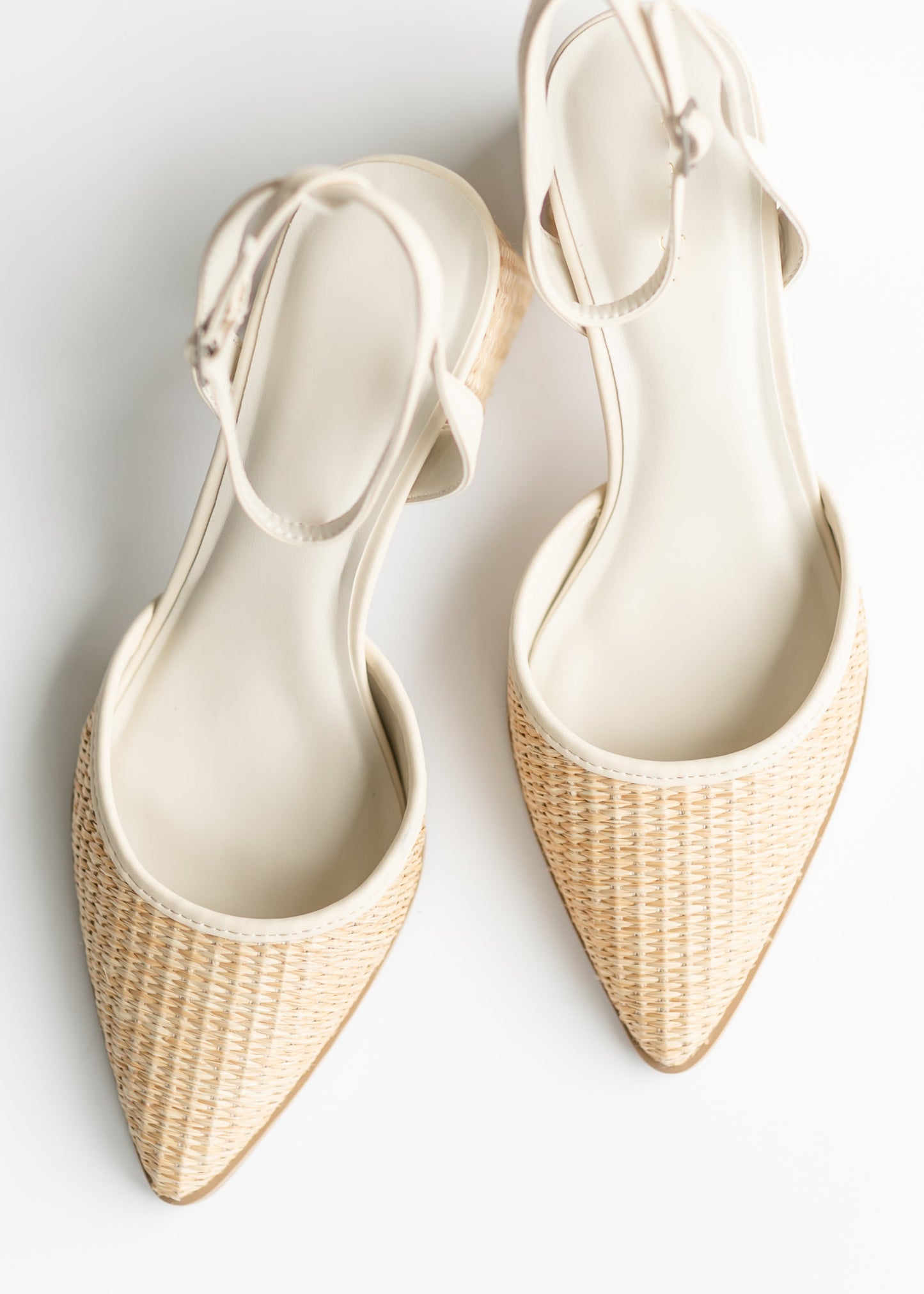 Natural Pointed Toe Ankle Strap Heel - FINAL SALE