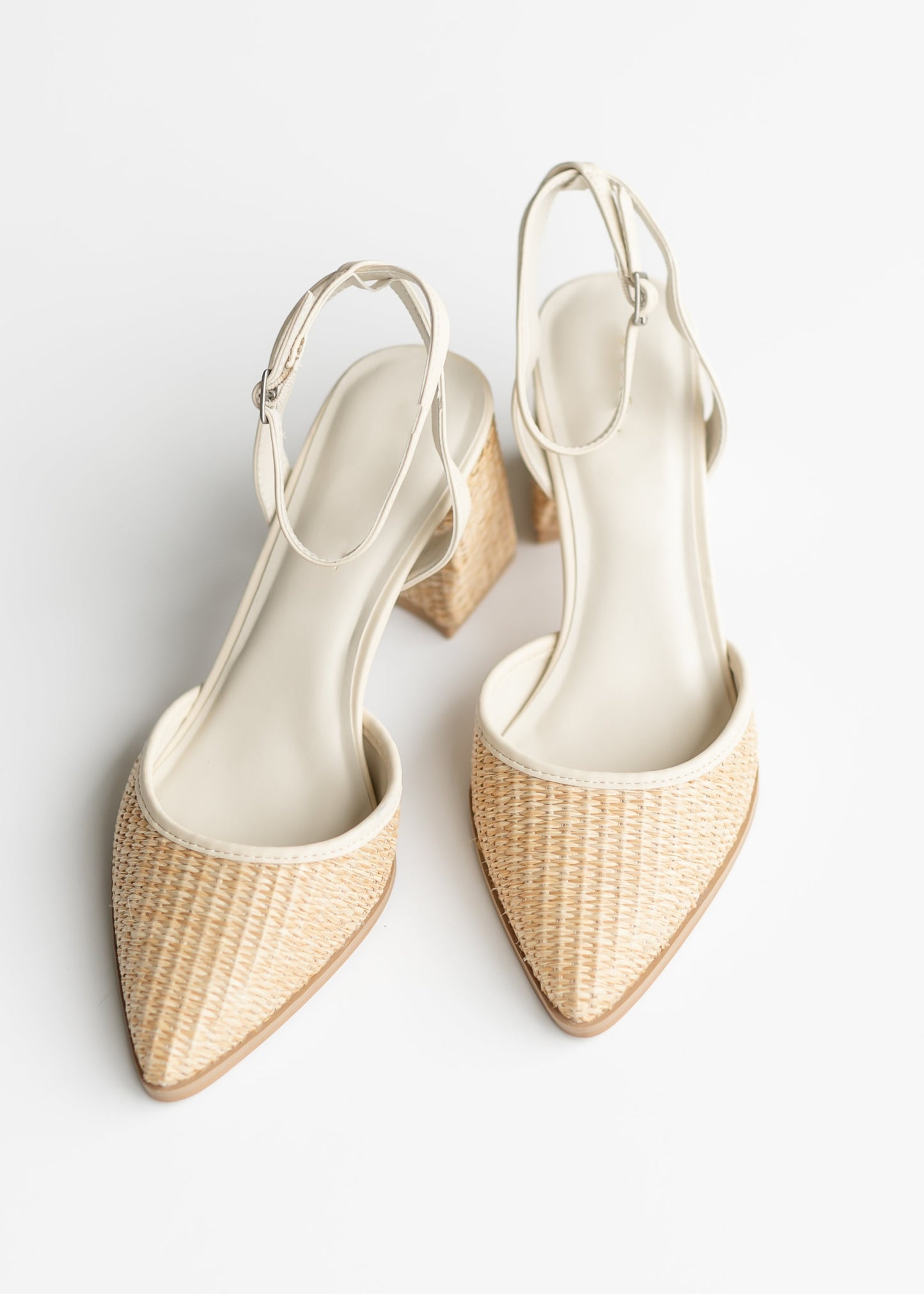 Natural Pointed Toe Ankle Strap Heel - FINAL SALE