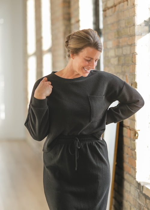 Nickie Cloud Knit Black Top - FINAL SALE