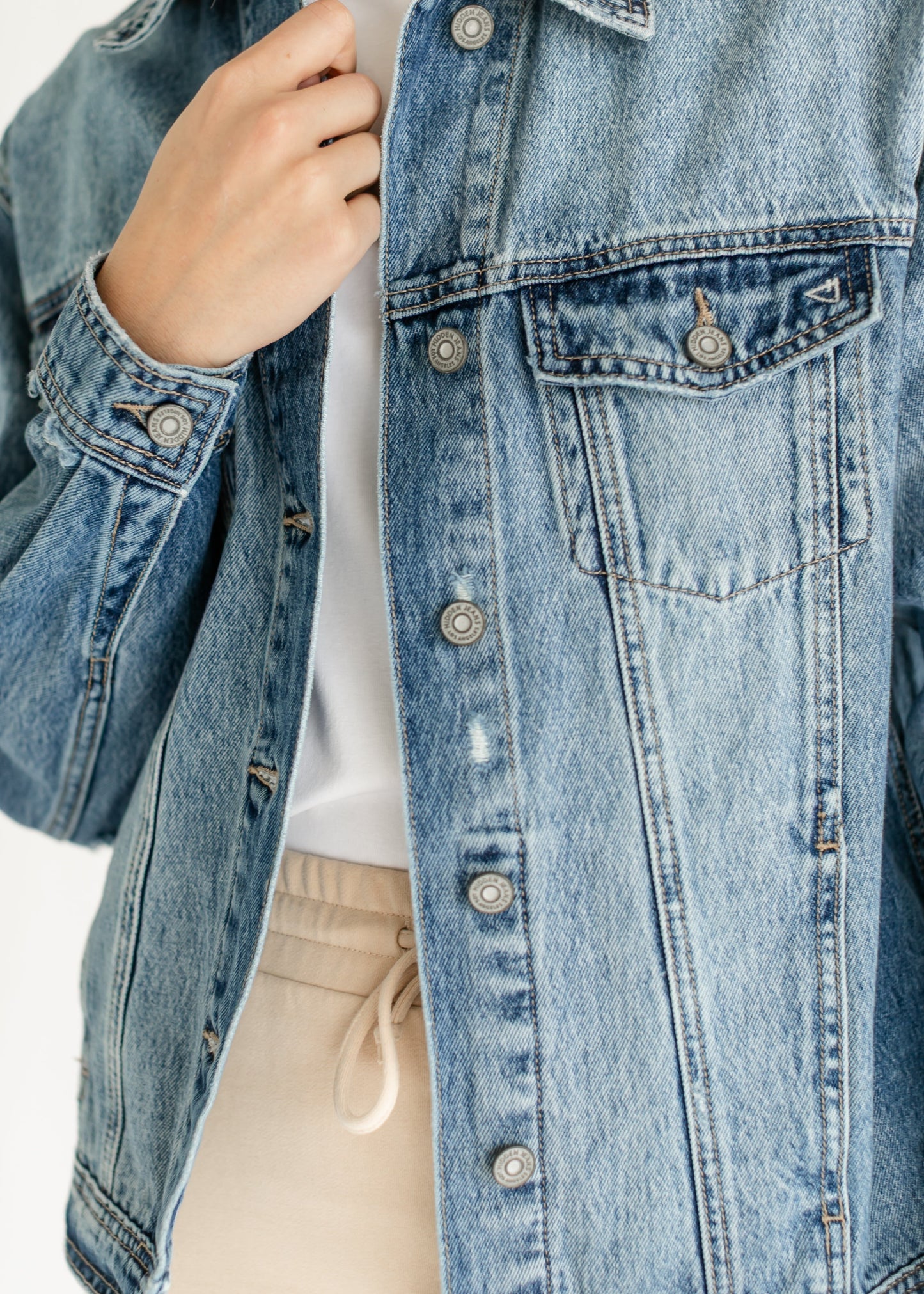 Oversized Denim Distressed Jacket - FINAL SALE