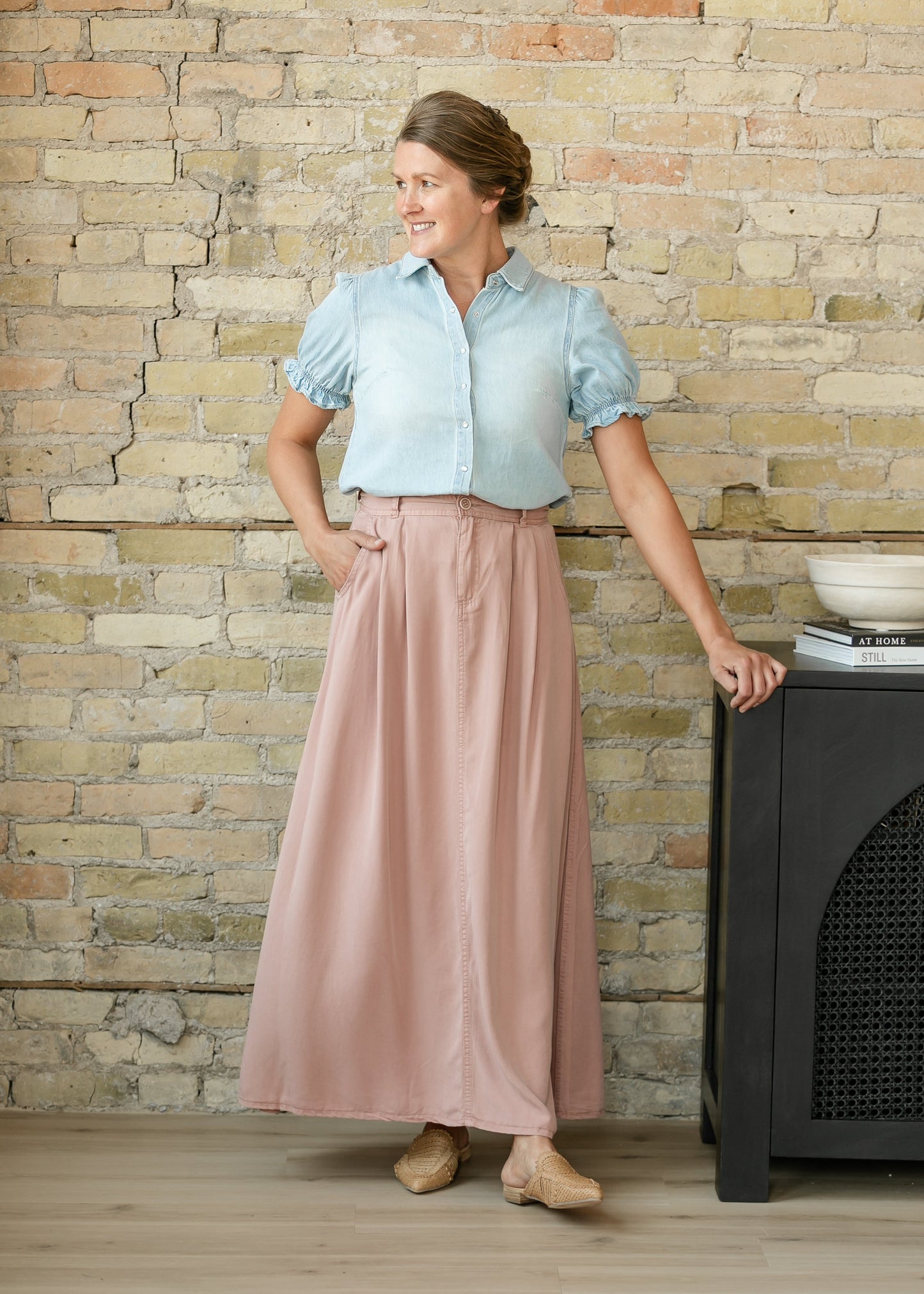 Pearl Snap Denim Short Sleeve Top - FINAL SALE