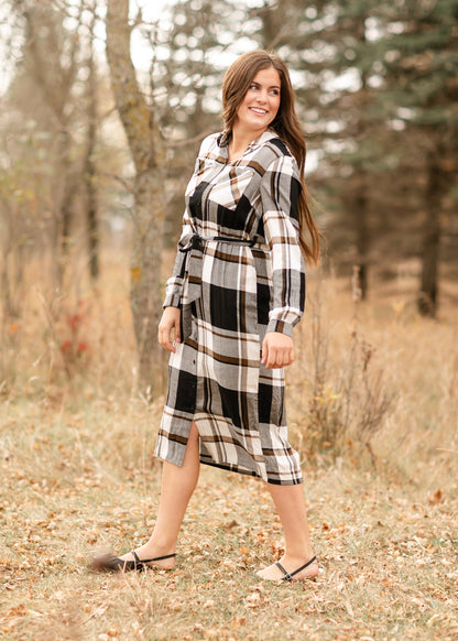 Plaid Print Midi Shirt Dress - FINAL SALE