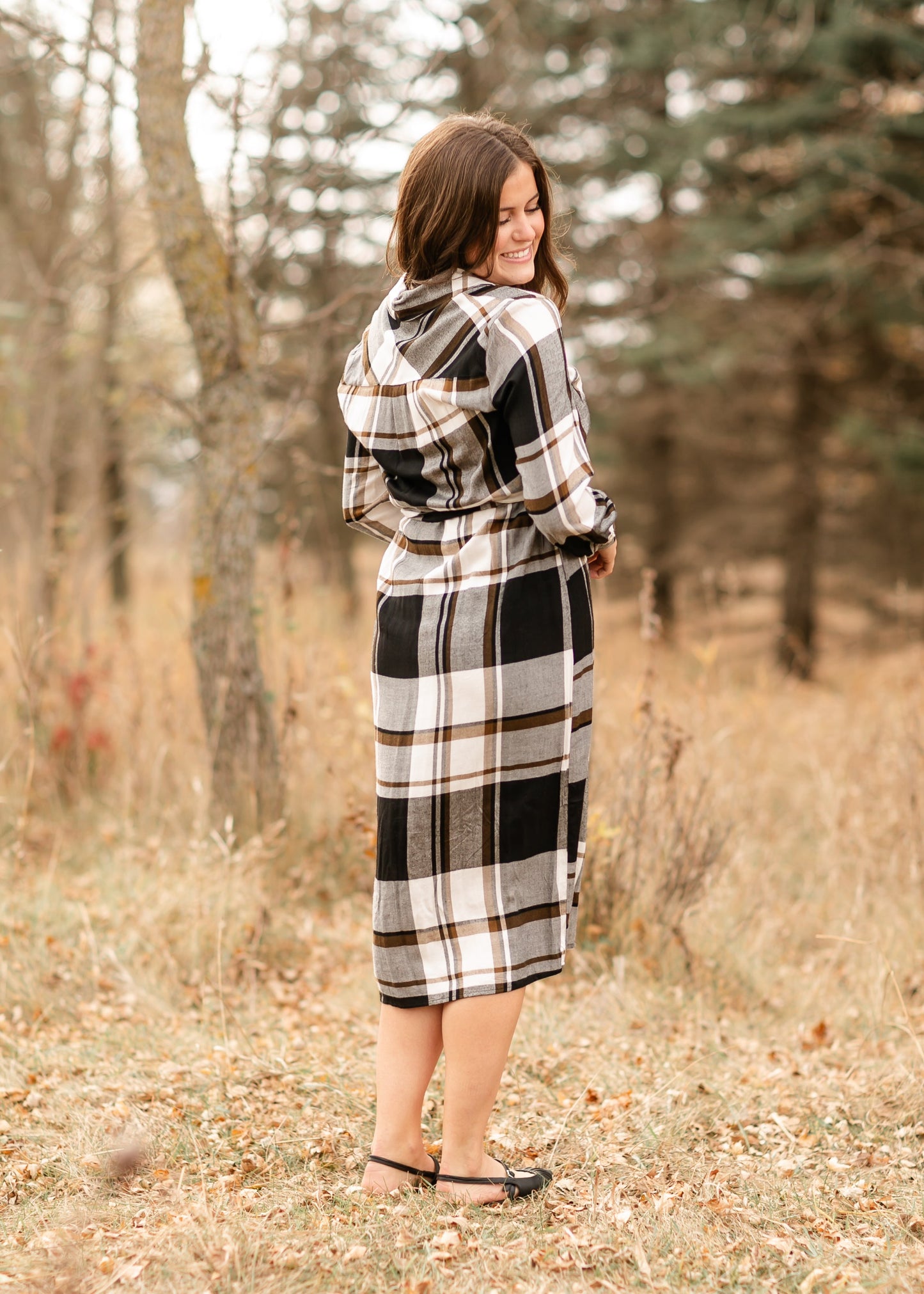 Plaid Print Midi Shirt Dress - FINAL SALE