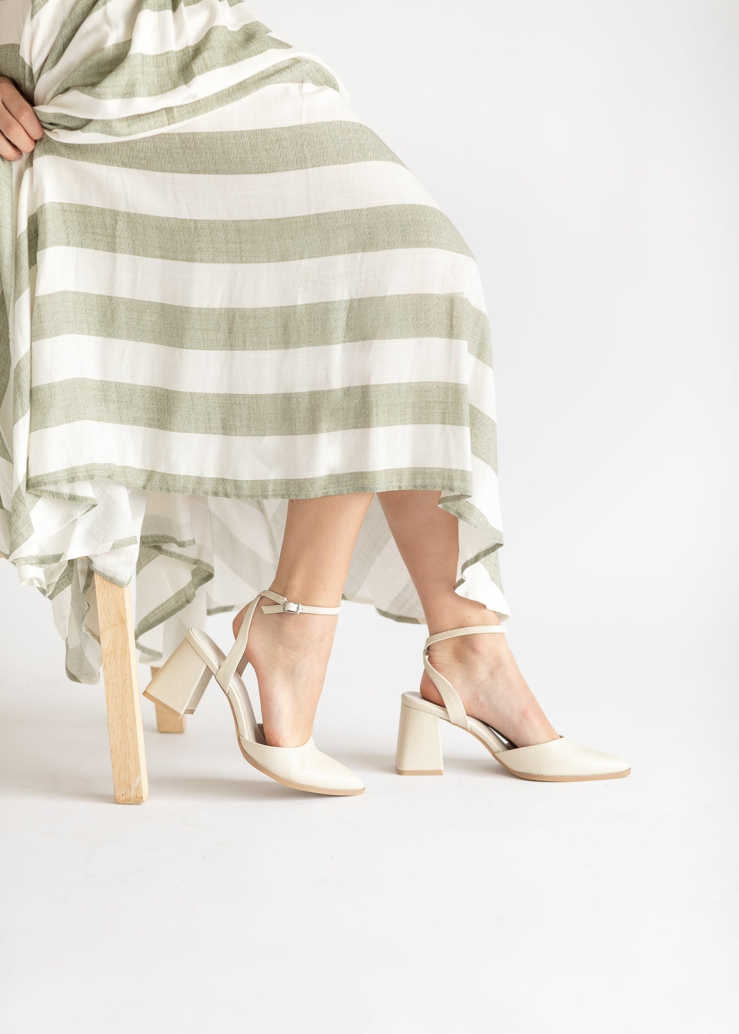 Pointed Toe Ankle Strap Block Heels