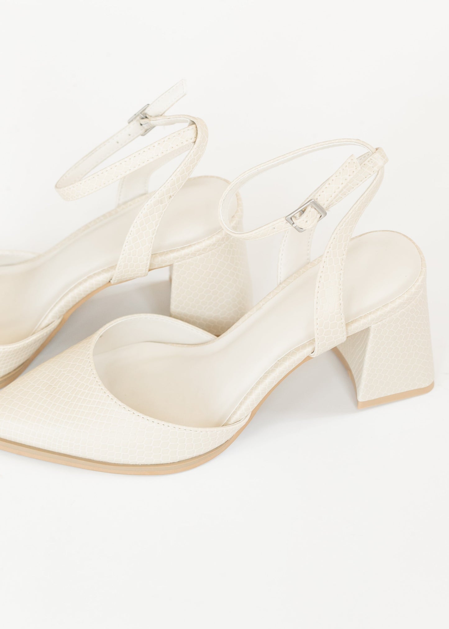 Pointed Toe Ankle Strap Block Heels