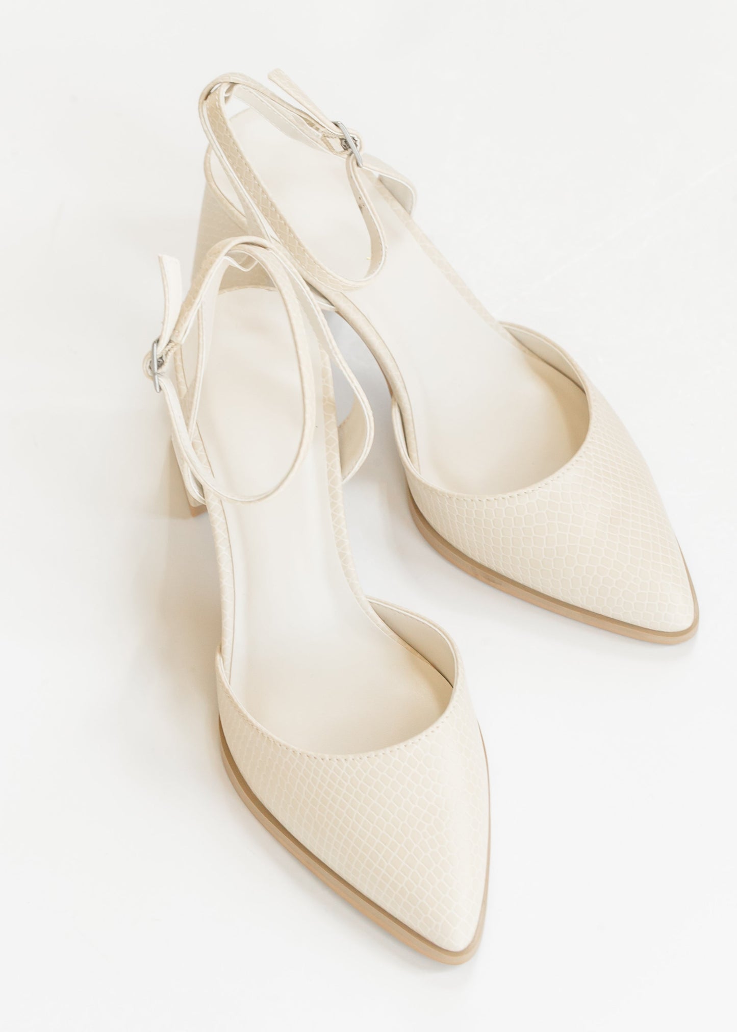 Pointed Toe Ankle Strap Block Heels