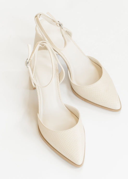 Pointed Toe Ankle Strap Block Heels