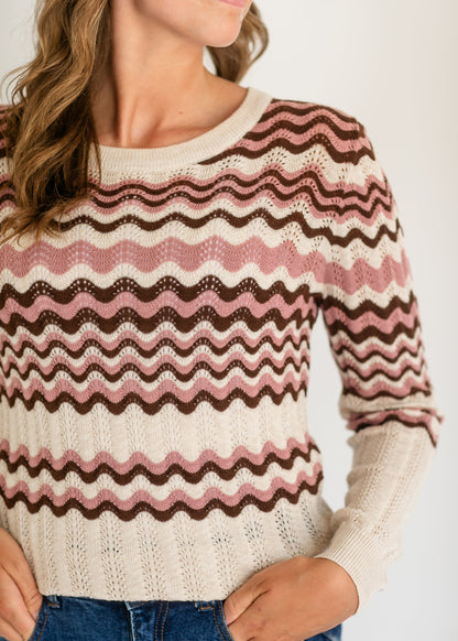 Pointelle Knit Crewneck Sweater - FINAL SALE