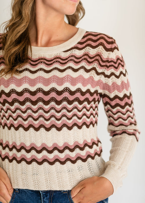 Pointelle Knit Crewneck Sweater - FINAL SALE