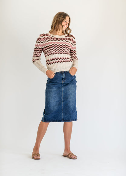Pointelle Knit Crewneck Sweater - FINAL SALE