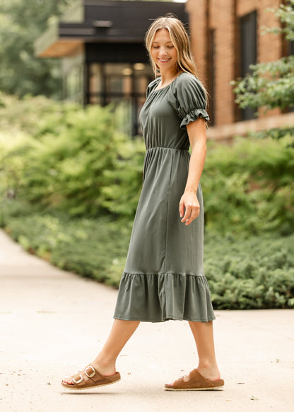 Amy Puff Sleeve Midi Dress - FINAL SALE