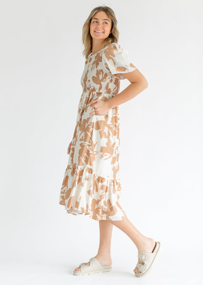Printed Flutter Sleeve Smocked Top Maxi Dress - FINAL SALE
