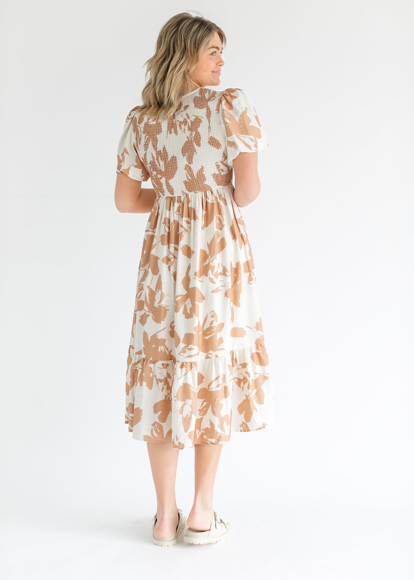 Printed Flutter Sleeve Smocked Top Maxi Dress - FINAL SALE