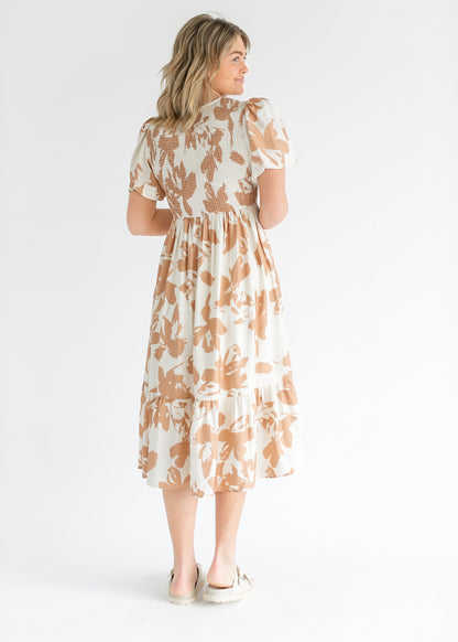 Printed Flutter Sleeve Smocked Top Maxi Dress - FINAL SALE