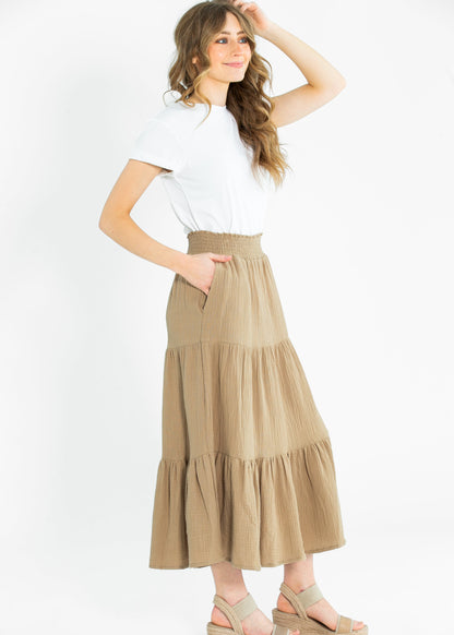Pull On Textured Maxi Skirt - FINAL SALE