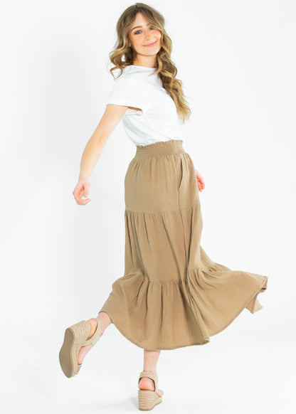Pull On Textured Maxi Skirt - FINAL SALE
