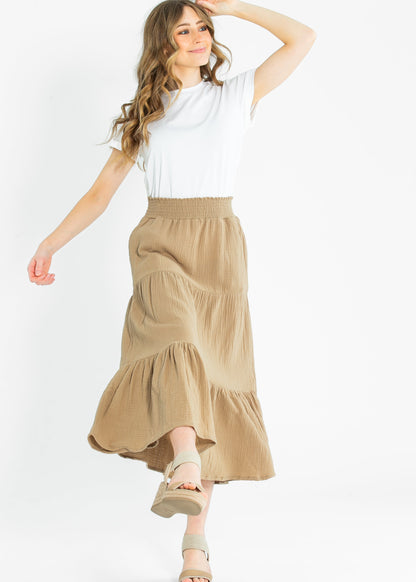 Pull On Textured Maxi Skirt - FINAL SALE