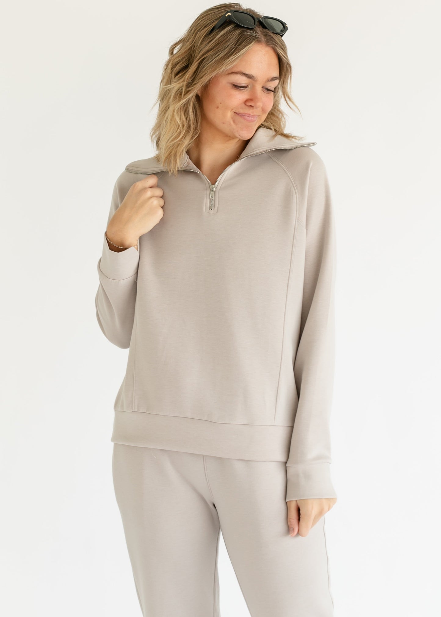 Quarter Zip Soft Modal Lounge Pullover Sweatshirt - FINAL SALE