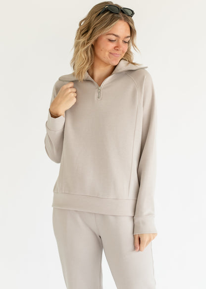 Quarter Zip Soft Modal Lounge Pullover Sweatshirt - FINAL SALE