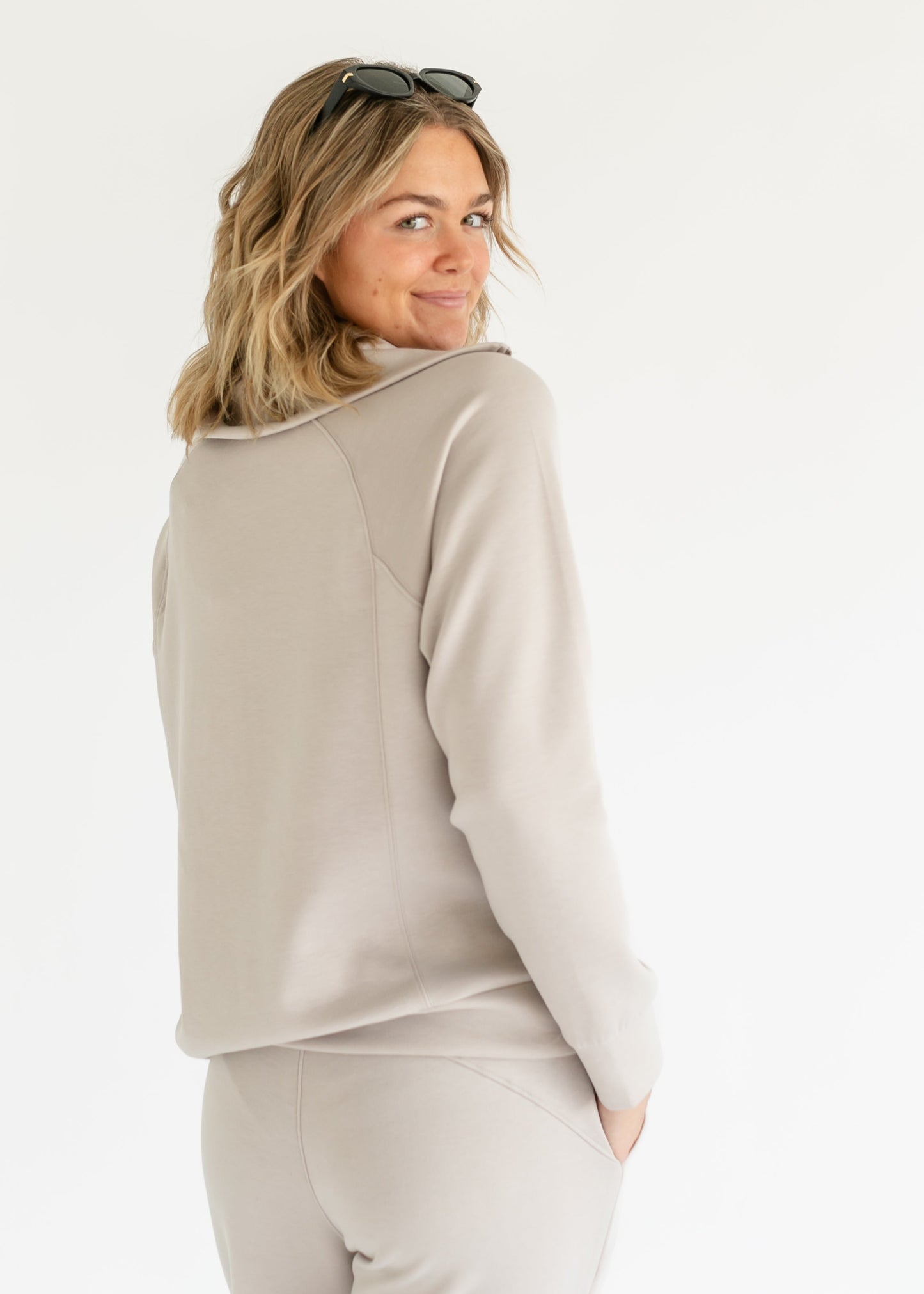Quarter Zip Soft Modal Lounge Pullover Sweatshirt - FINAL SALE
