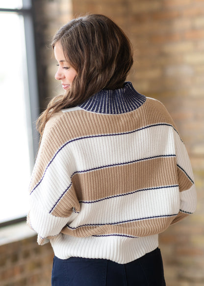 elan Quarter Zip Striped Sweater - FINAL SALE