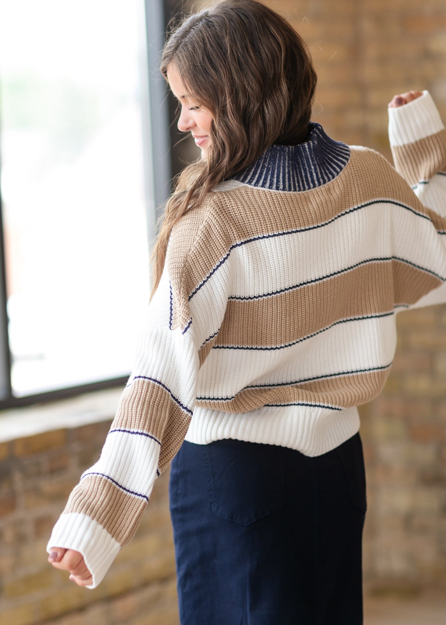 elan Quarter Zip Striped Sweater - FINAL SALE