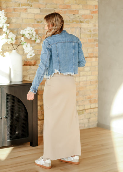 Quinn Taupe Knit Maxi Skirt