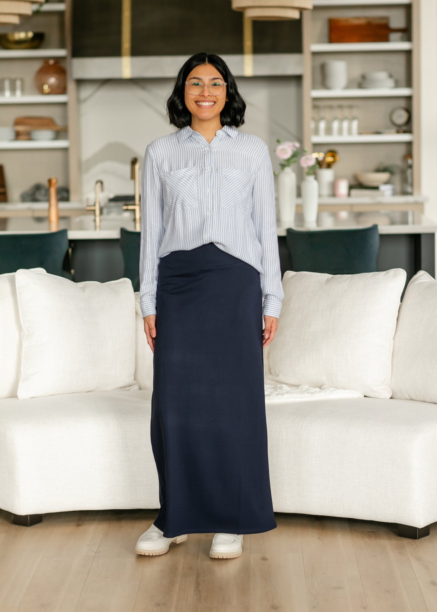 Quinn Navy Knit Maxi Skirt