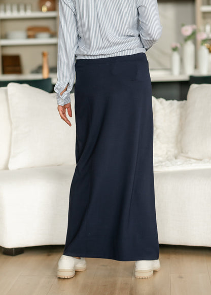Quinn Navy Knit Maxi Skirt