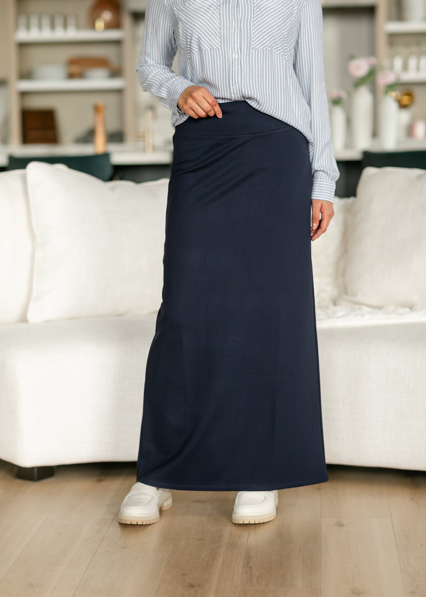 Quinn Navy Knit Maxi Skirt