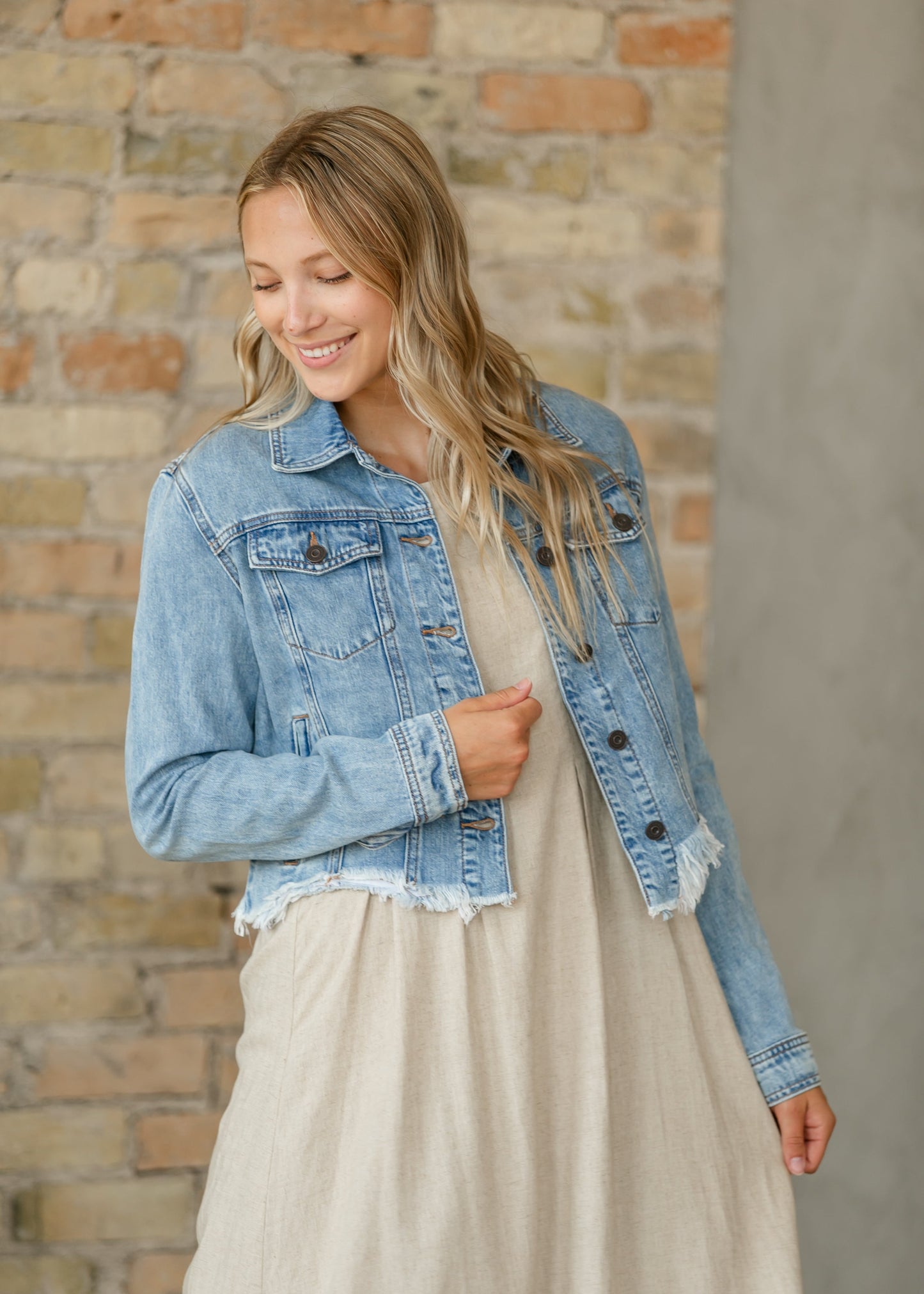 Raw Hem Medium Wash Denim Jacket - FINAL SALE