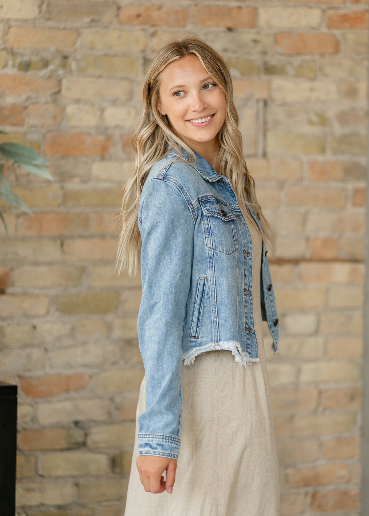 Raw Hem Medium Wash Denim Jacket - FINAL SALE