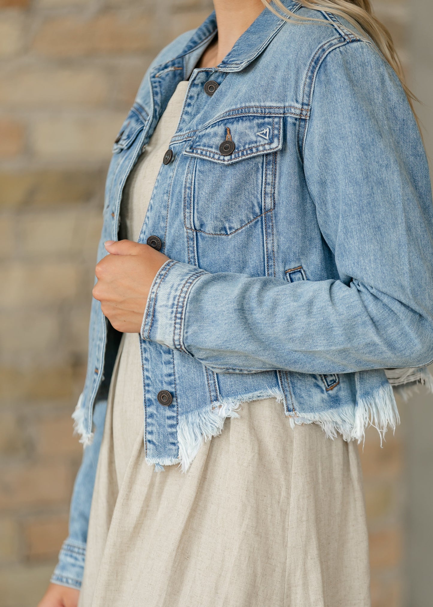 Raw Hem Medium Wash Denim Jacket - FINAL SALE