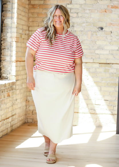 Red Striped Short Sleeve Top - FINAL SALE