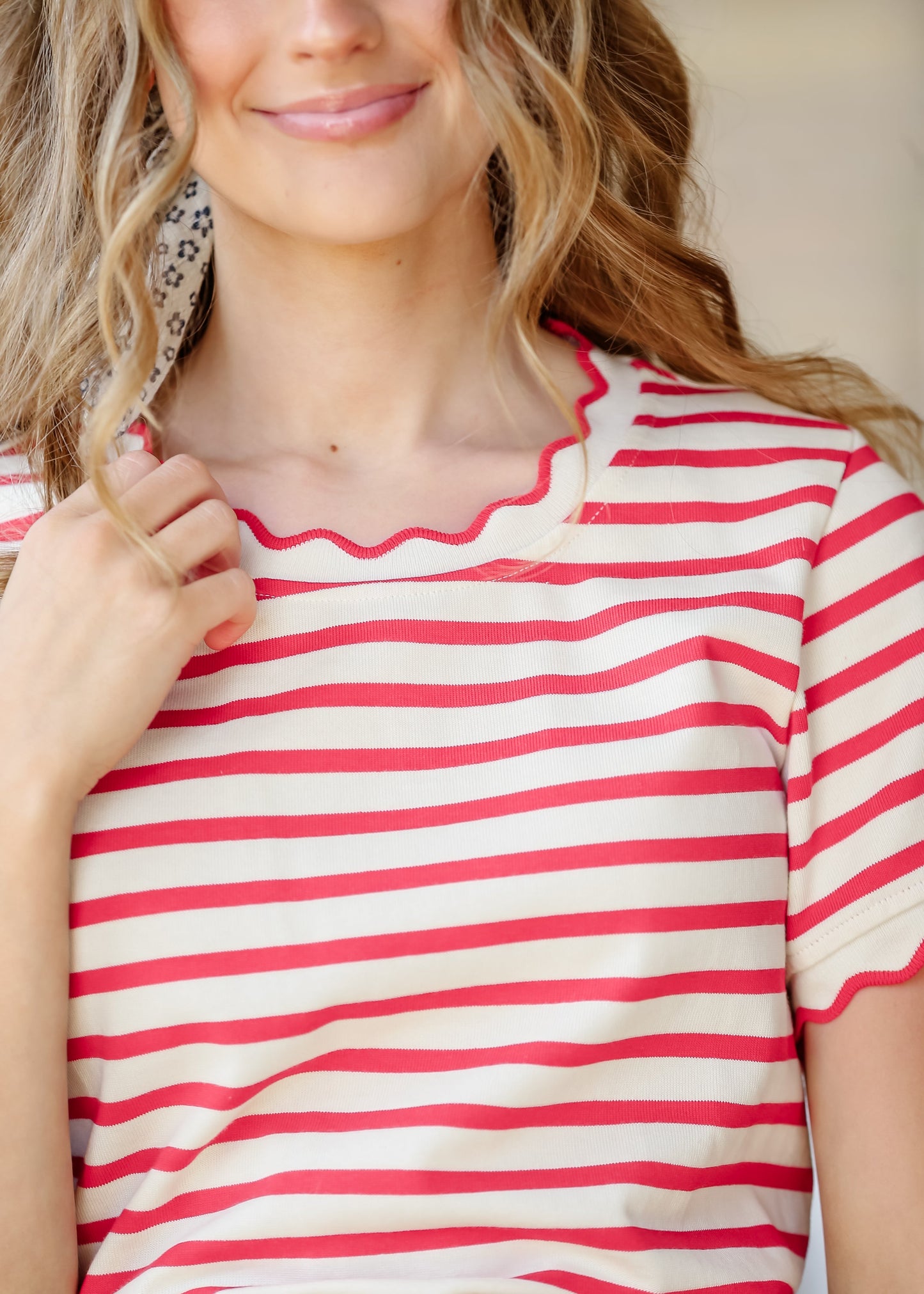 Red Striped Short Sleeve Top - FINAL SALE