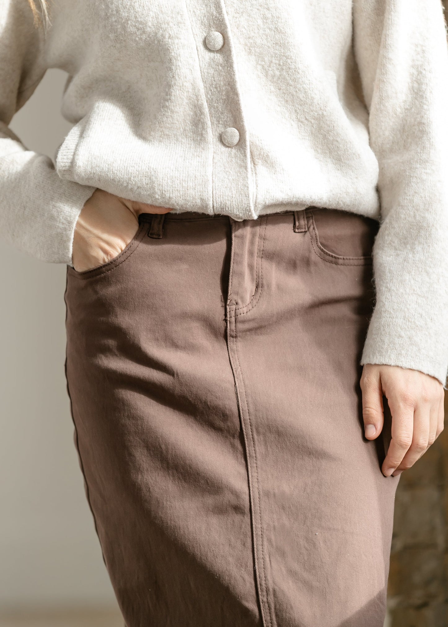 Remi Brownstone Denim Midi Skirt - FINAL SALE