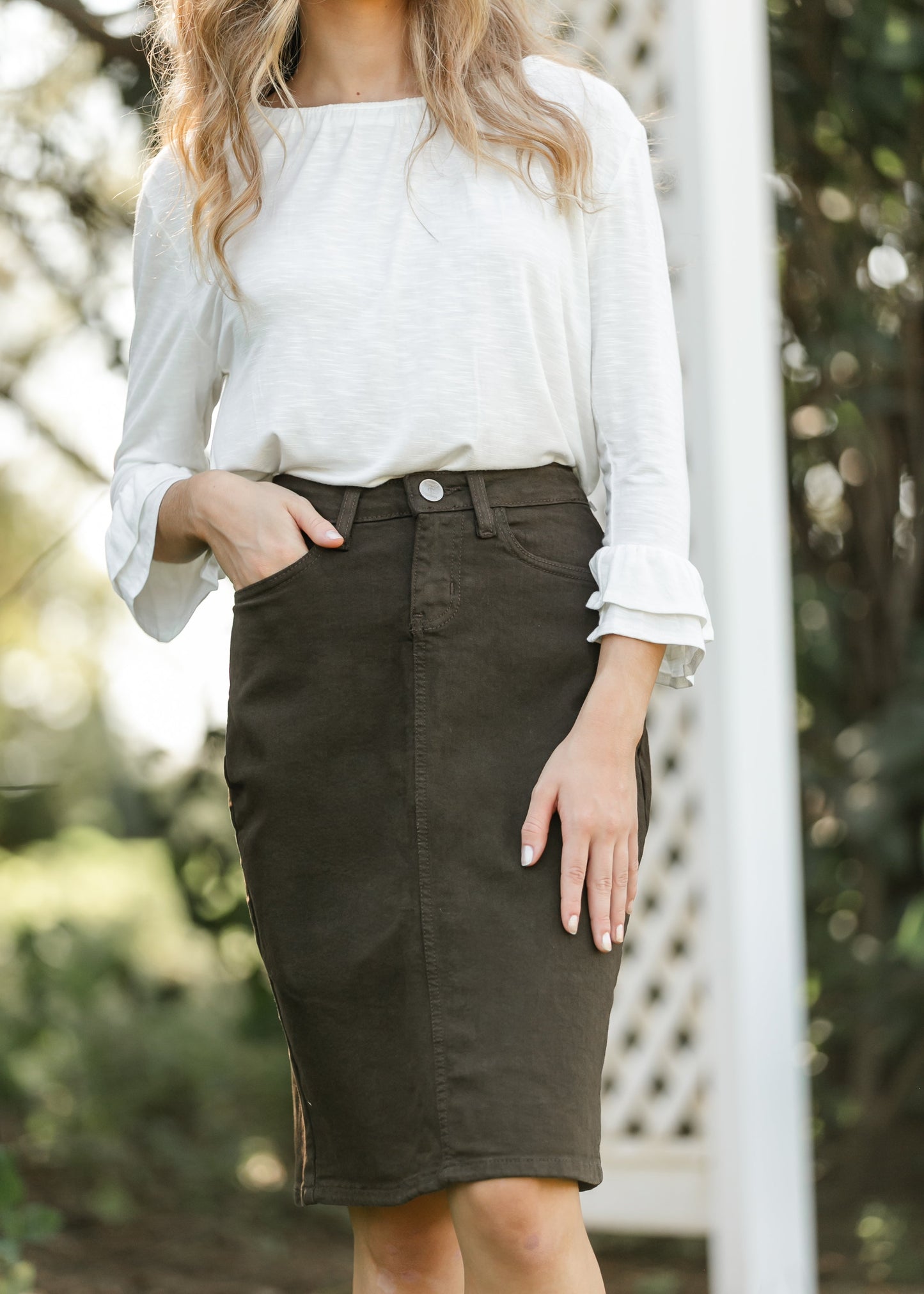 Remi Cafe Brown Midi Skirt