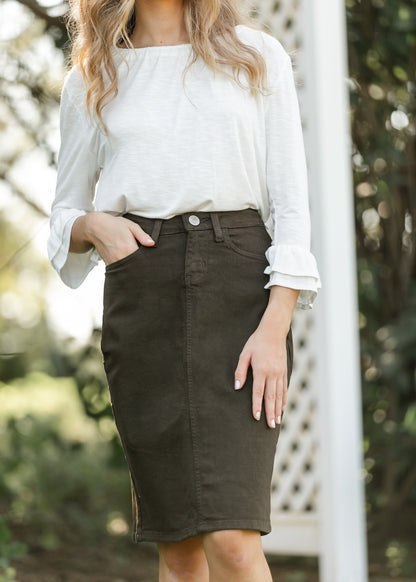 Remi Cafe Brown Midi Skirt
