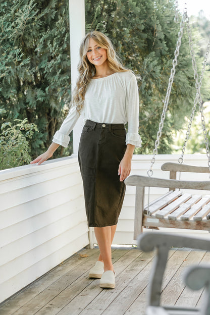 Remi Cafe Brown Midi Skirt
