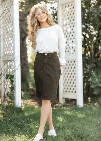Remi Cafe Brown Midi Skirt