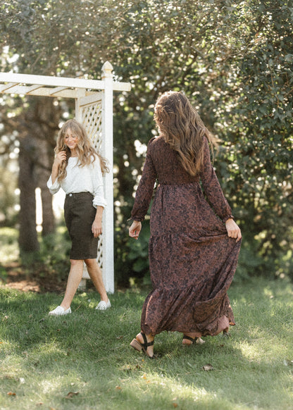 Remi Cafe Brown Midi Skirt