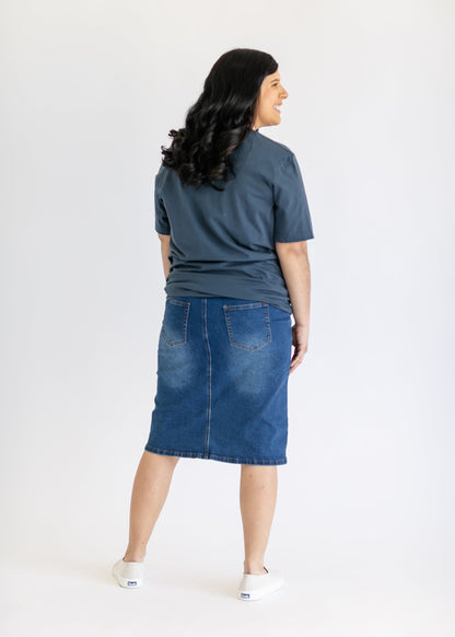 Remi Maternity Denim Midi Skirt - FINAL SALE
