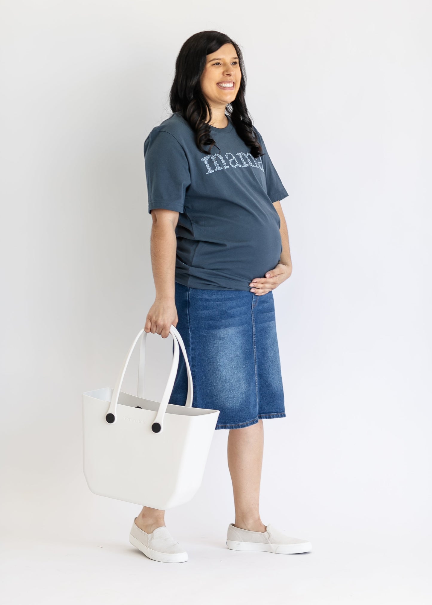 Remi Maternity Denim Midi Skirt - FINAL SALE