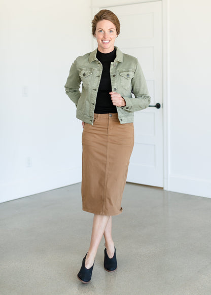 Remi Toasted Coconut Denim Midi Skirt - FINAL SALE