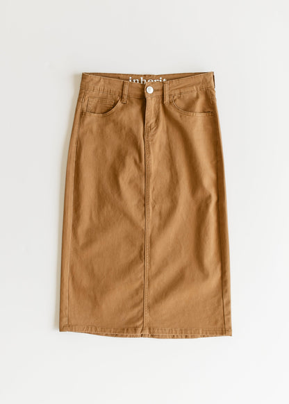 Remi Toasted Coconut Denim Midi Skirt - FINAL SALE