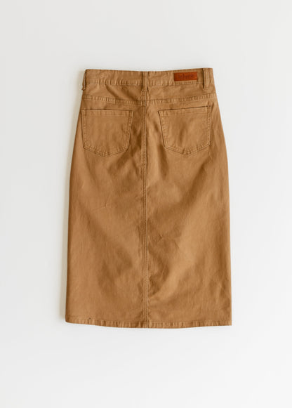 Remi Toasted Coconut Denim Midi Skirt - FINAL SALE