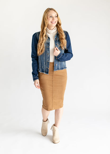 Remi Toasted Coconut Denim Midi Skirt - FINAL SALE